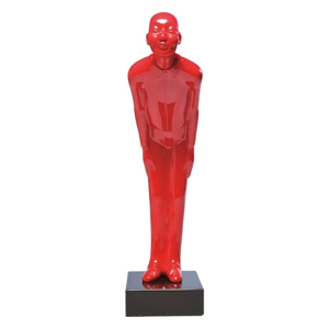 Červená dekoratívna soška s mramorovým podstavcom Kare Design Welcome, 20 × 13 cm