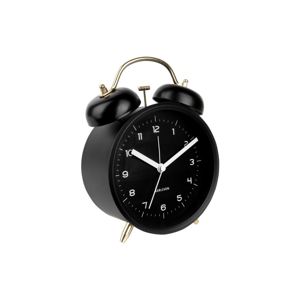 Čierny budík Karlsson Classic Bell, ⌀ 14 cm