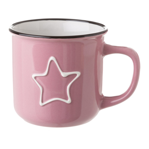 Ružový keramický hrnček Unimasa Star, 325 ml