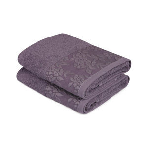 Sada 2 tmavofialových uterákov z čistej bavlny, 50 × 90 cm