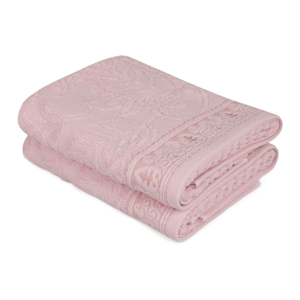 Sada 2 ružových bavlnených uterákov na ruky Catherine, 50 × 90 cm