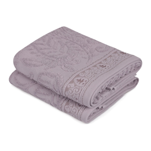 Sada 2 fialových bavlnených uterákov na ruky Catherine, 50 × 90 cm
