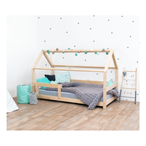 Prírodná detská posteľ s bočnicami zo smrekového dreva Benlemi Tery, 90 × 160 cm
