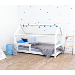 Biela detská posteľ s bočnicami zo smrekového dreva Benlemi Tery, 70 × 160 cm
