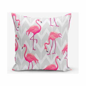 Obliečka na vankúš s prímesou bavlny s motívom plameňáku Minimalist Cushion Covers, 45 × 45 cm