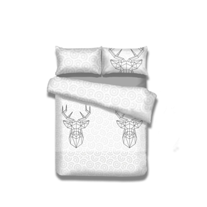 Predĺžené flanelové obliečky na dvojlôžko DecoKing My Deer Friend, 200 × 220 cm + 70 × 90 cm