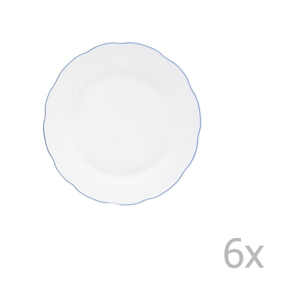 Súprava 6 bielych porcelánových tanierov Orion Blue Line, ⌀ 18 cm