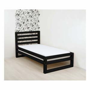 Čierna drevená jednolôžková posteľ Benlemi DeLuxe, 200 × 120 cm