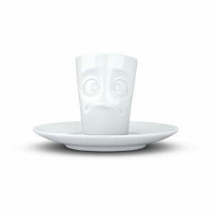 Biely sklamaný porcelánový hrnček na espresso s tanierikom 58products, objem 80 ml