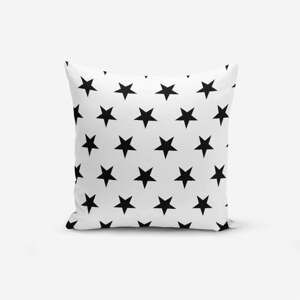 Čierno-biela obliečka na vankúš s prímesou bavlny Minimalist Cushion Covers Black Stars, 45 × 45 cm