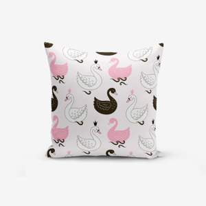 Obliečka na vankúš s prímesou bavlny Minimalist Cushion Covers Pink Background Kind Animals, 45 × 45 cm