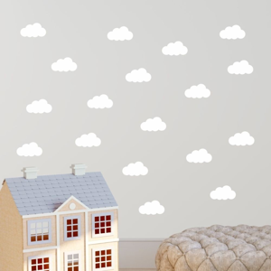 Sada bielych samolepiek na stenu North Carolina Scandinavian Home Decors Cloudy