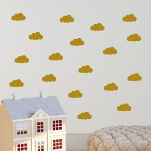 Sada žltých samolepiek na stenu North Carolina Scandinavian Home Decors Cloudy