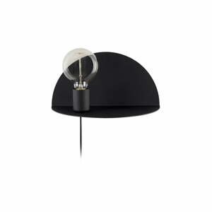 Čierna nástenná lampa s poličkou Shelfie, výška 15 cm