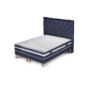 Tmavomodrá posteľ s matracom a dvojitým boxspringom Stella Cadente Maison Venus Forme 180 × 200 cm