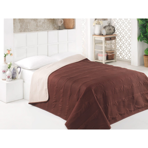 Hnedý obojstranný pléd na posteľ z mikrovlákna Johny, 200 × 220 cm