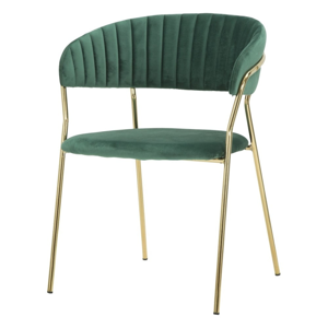 Smaragdovozelená stolička s konštrukciou v zlatej farbe Mauro Ferretti Poltrona