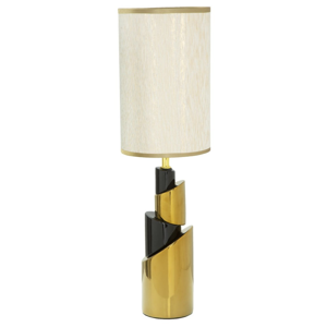 Biela stolová lampa s konštrukciou v zlatej farbe Mauro Ferretti Tower