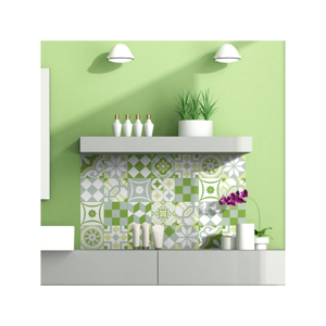 Sada 24 nástenných samolepiek Ambiance Green Patchwork Tiles, 10 × 10 cm