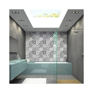 Sada 9 nástenných samolepiek Ambiance Wall Decal Tiles Azulejos Shades of Gray Sotchi, 15 × 15 cm