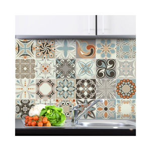 Sada 24 nástenných samolepiek Ambiance Wall Stickers Cement Tiles Rumba, 20 × 20 cm