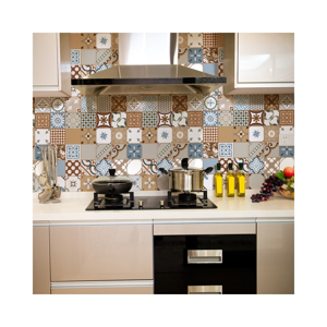 Sada 30 nástenných samolepiek Ambiance Wall Stickers Cement Tiles Azulejos Estefania, 10 × 10 cm