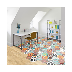 Sada 10 samolepiek na podlahu Ambiance Floor Stickers Hexagons Pénélope, 40 × 90 cm