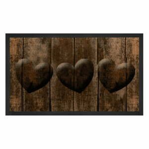 Hnedá rohožka Hansa Home Hearts, 45 × 75 cm
