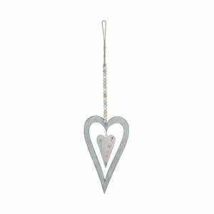 Biela závesná kovová dekorácia v tvare srdca Ego Dekor, 10,5 × 40 cm