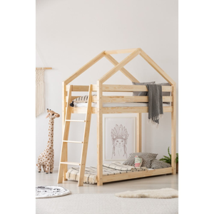 Domčeková poschodová posteľ z borovicového dreva Adeko Mila DMPB, 80 × 180 cm