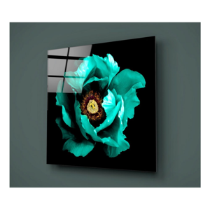 Čierno-tyrkysový sklenený obraz Insigne Calipsa Turq, 30 × 30 cm