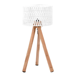Biela stolová lampa z mangového dreva LABEL51 Stripe