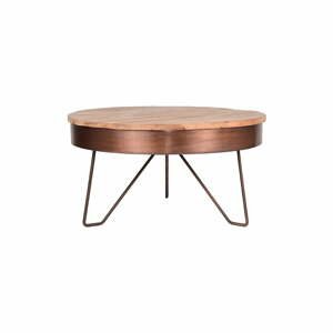 Konferenčný stolík v medenej farbe s doskou z mangového dreva LABEL51 Saran, ⌀ 80 cm