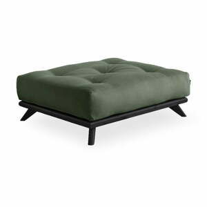 Podnožka s tmavozeleným poťahom Karup Design Senza Black/Olive Green