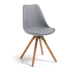 Sivá stolička s bukovými nohami loomi.design Lumos
