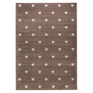 Hnedý koberec s bodkami KICOTI Peas, 80 × 150 cm