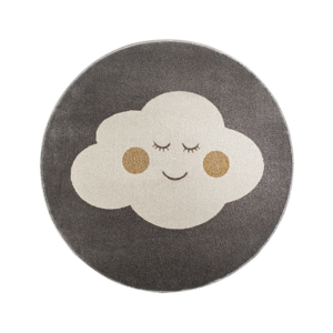 Sivý okrúhly koberec s motívom mraku KICOTI Grey, 80 × 80 cm