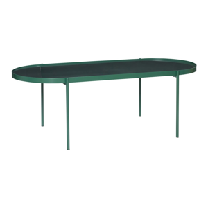 Zelený stôl so sklenenou doskou Hübsch Table, dĺžka 120 cm