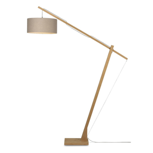Stojacia lampa s béžovým tienidlom a konštrukciou z bambusu Good&Mojo Montblanc