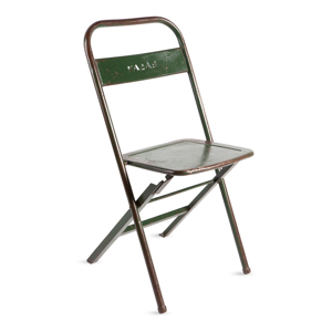 Zelená skladacia ručne vyrábaná stolička z recyklovaného kovu RGE Mash