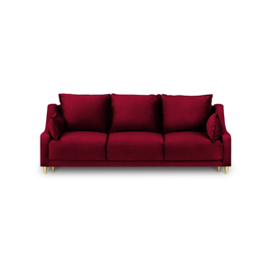 Červená trojmiestna rozkladacia pohovka s úložným priestorom Mazzini Sofas Pansy
