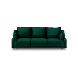 Zelená trojmiestna rozkladacia pohovka s úložným priestorom Mazzini Sofas Pansy