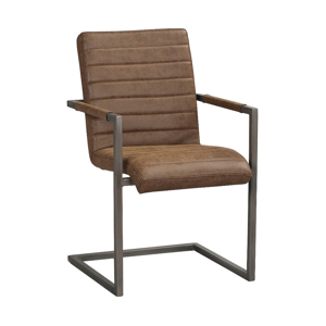 Hnedá stolička s čiernym kovovým podnožím Rowico Clive