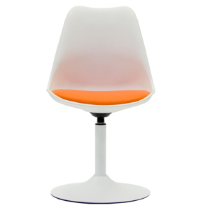 Biela jedálenská stolička s oranžovým vankúšom na sedenie Tenzo Viva