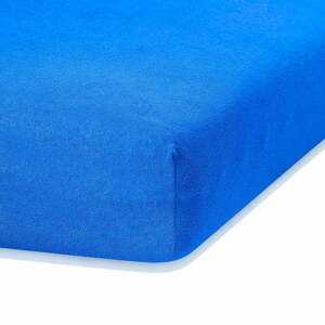 Modrá elastická plachta s vysokým podielom bavlny AmeliaHome Ruby, 200 x 120-140 cm