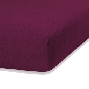 Tmavofialová elastická plachta s vysokým podielom bavlny AmeliaHome Ruby, 200 x 120-140 cm