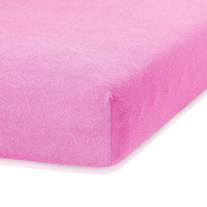 Ružová elastická plachta s vysokým podielom bavlny AmeliaHome Ruby, 200 x 120-140 cm