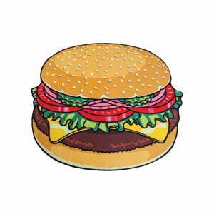 Plážová deka v tvare burgeru Big Mouth Inc., ⌀ 152 cm
