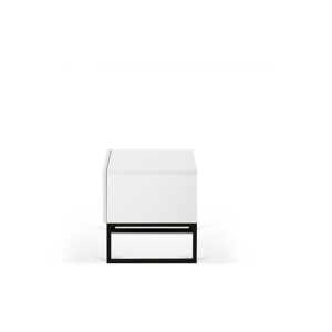 Biely nočný stolík s čiernymi nohami TemaHome Mara, 50 × 51 cm