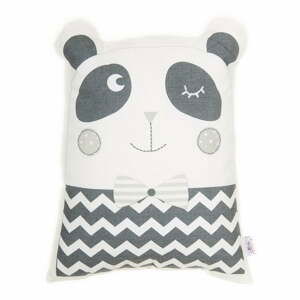 Sivý detský vankúšik s prímesou bavlny Apolena Pillow Toy Panda, 25 x 36 cm